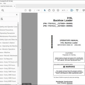John Deere 310L Backhoe Loader Operator's Manual OMT357550X19 PDF