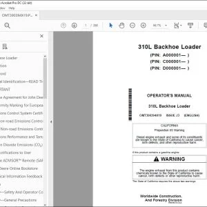 John Deere 310L Backhoe Loader Operator's Manual OMT390394X19 PDF