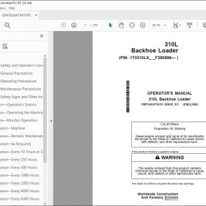 John Deere 310L Backhoe Loader Operator's Manual OMT426479X19 PDF
