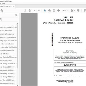 John Deere 310L EP Backhoe Loader Operator's Manual OMT410085X19 PDF