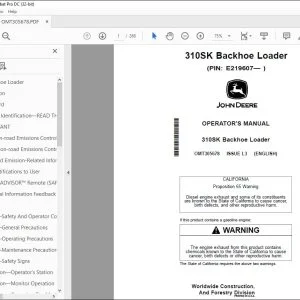 John Deere 310SK Backhoe Loader Operator's Manual OMT305678 PDF