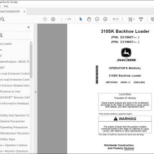 John Deere 310SK Backhoe Loader Operator's Manual OMT305690 PDF