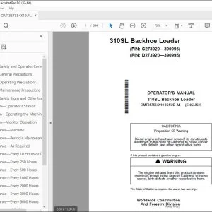 John Deere 310SL Loader Operator's Manual OMT357554X19 PDF