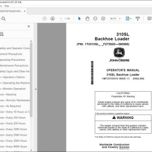 John Deere 310SL Backhoe Loader Operator's Manual OMT357555X19 PDF