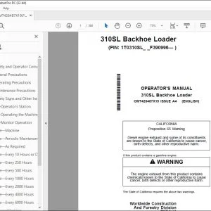 John Deere 310SL Backhoe Loader Operator's Manual OMT426487X19 PDF