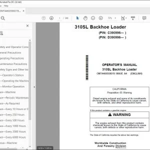 John Deere 310SL Loader Operator's Manual OMT446059X019 PDF