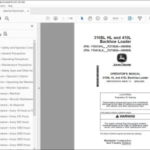 John Deere 310SL HL & 410L Backhoe Loader Operator's Manual - PDF DOWNLOAD
