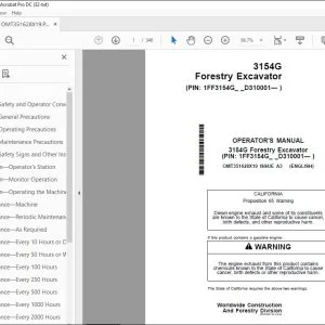 John Deere 3154G Forestry Excavator Operator's Manual OMT351628X19 PDF