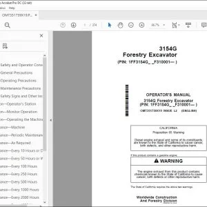John Deere 3154G Forestry Excavator Operator's Manual OMT351759X19 PDF