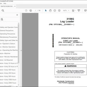 John Deere 3156G Log Loader Operator's Manual OMT351629X19 PDF