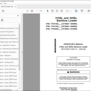 John Deere 315SL & 325SL Loader Operator's Manual OMT357608X19 PDF