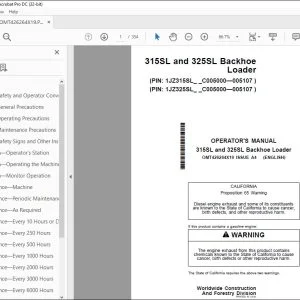 John Deere 315SL & 325SL Loader Operator's Manual OMT426264X19 PDF