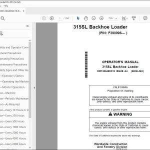 John Deere 315SL Loader Operator's Manual OMT426489X19 PDF