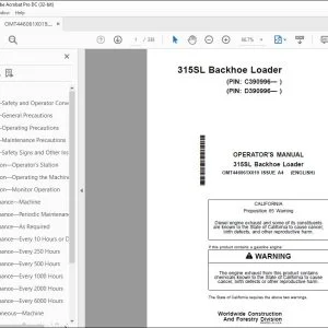 John Deere 315SL Loader Operator's Manual OMT446061X019 PDF