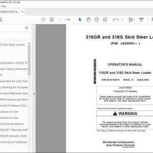 John Deere 316GR & 318G Loader Operator's Manual OMT483070X019 PDF