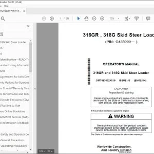 John Deere 316GR & 318G Operator's Manual OMT483072X019 PDF