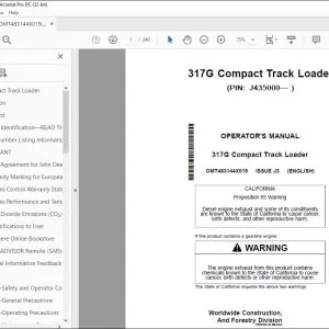 John Deere 317G Track Loader Operator's Manual OMT483144X019 PDF