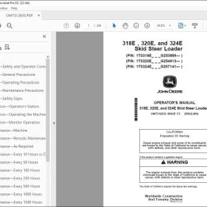 John Deere 318E, 320E & 324E Skid Steer Loaders Operator's Manual PDF