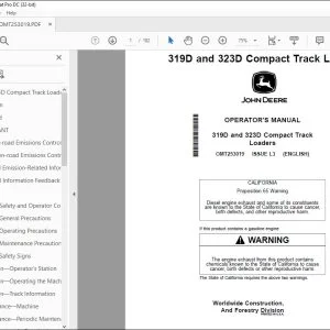 John Deere 319D & 323D Track Loaders Operator's Manual OMT253019 PDF