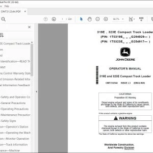 John Deere 319E & 323E Track Loader Operator's Manual OMT312544 PDF