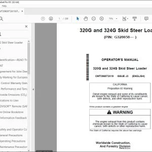 John Deere 320G & 324G Skid Steer Loader Operator's Manual PDF