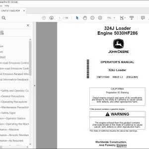 John Deere 324J Loader Operator's Manual OMT311840 - PDF DOWNLOAD