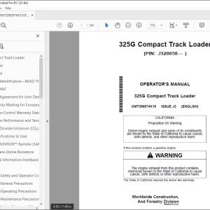 John Deere 325G Loader Operator's Manual OMT396974X19 PDF