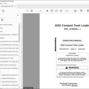 John Deere 325G Loader Operator's Manual OMT396975X19 PDF