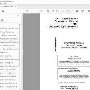 John Deere 326 P 4WD Loader Operator's Manual OMT494466X019 PDF