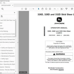 John Deere 326D, 328D & 332D Loader Operator's Manual OMT253018 PDF