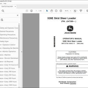 John Deere 326E Skid Steer Loader Operator's Manual - PDF DOWNLOAD