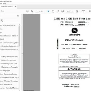 John Deere 328E & 332E Loader Operator's Manual OMT306318 PDF