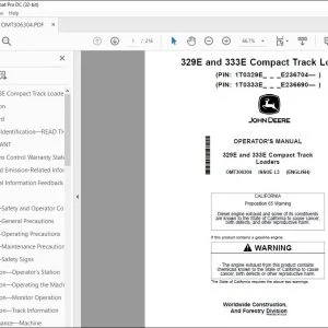 John Deere 329E & 333E Track Loaders Operator's Manual OMT306304 PDF