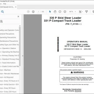 John Deere 330 P Skid Steer 331 P Compact Track Operator's Manual PDF