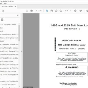 John Deere 330G & 332G Skid Steer Loader Operator's Manual PDF