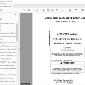 John Deere 330G & 332G Skid Steer Operation Manual PDF