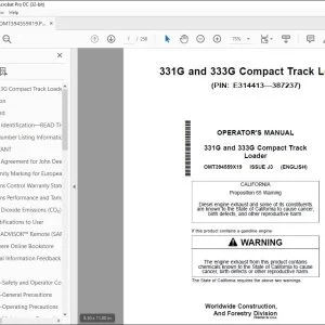 John Deere 331G & 333G Track Loader Operator's Manual PDF