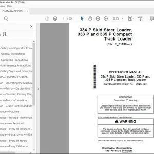 John Deere 334 P Skid Steer, 333 P & 335 P Compact Track Operator's Manual PDF