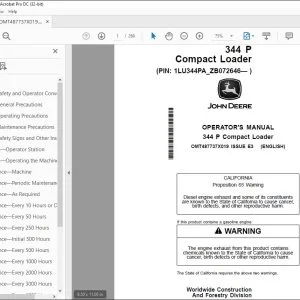 John Deere 344 P Compact Loader Operator's Manual - PDF DOWNLOAD