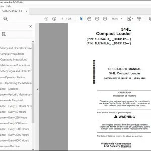 John Deere 344L Compact Loader Operator's Manual OMT404539X19 PDF