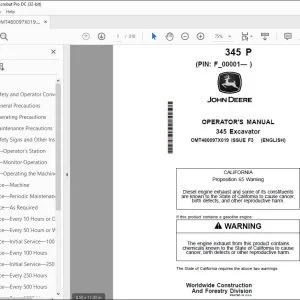 John Deere 345 Excavator Operator's Manual OMT480097X019 - PDF DOWNLOAD