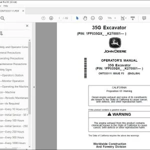 John Deere 35G Excavator Operator's Manual OMT333111 - PDF DOWNLOAD
