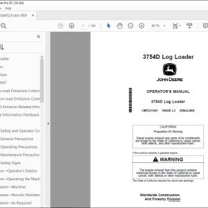 John Deere 3754D Log Loader Operator's Manual OMT231441 - PDF DOWNLOAD
