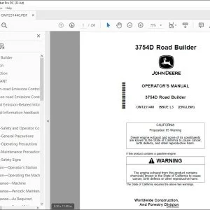 John Deere 3754D Road Builder Operator's Manual OMT231440 PDF