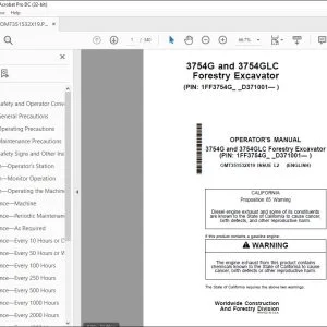 John Deere 3754G & 3754GLC Forestry Excavator Operator's Manual PDF