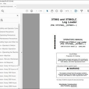 John Deere 3756G & 3756GLC Log Loader Operator's Manual OMT351533X19 PDF