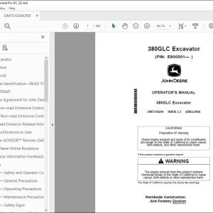 John Deere 380GLC Excavator Operator's Manual OMT310294 - PDF DOWNLOAD