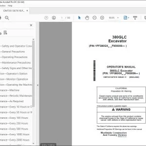 John Deere 380GLC Excavator Operator's Manual OMT351367X19 PDF