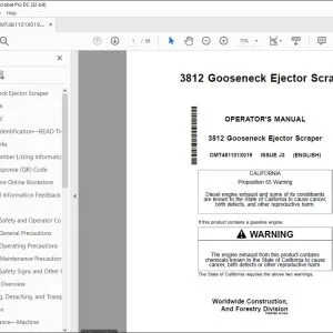 John Deere 3812 Ejector Scraper Operator's Manual OMT481101X019 PDF