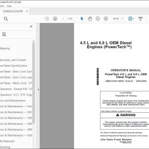 John Deere 4.5 L & 6.8 L OEM Engines (PowerTech™) Operator's Manual PDF